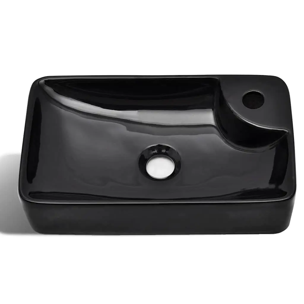 Black Ceramic Bathroom Sink with Precise Measurements