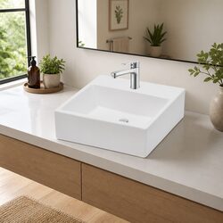 White Square Ceramic Bathroom Basin Specifications