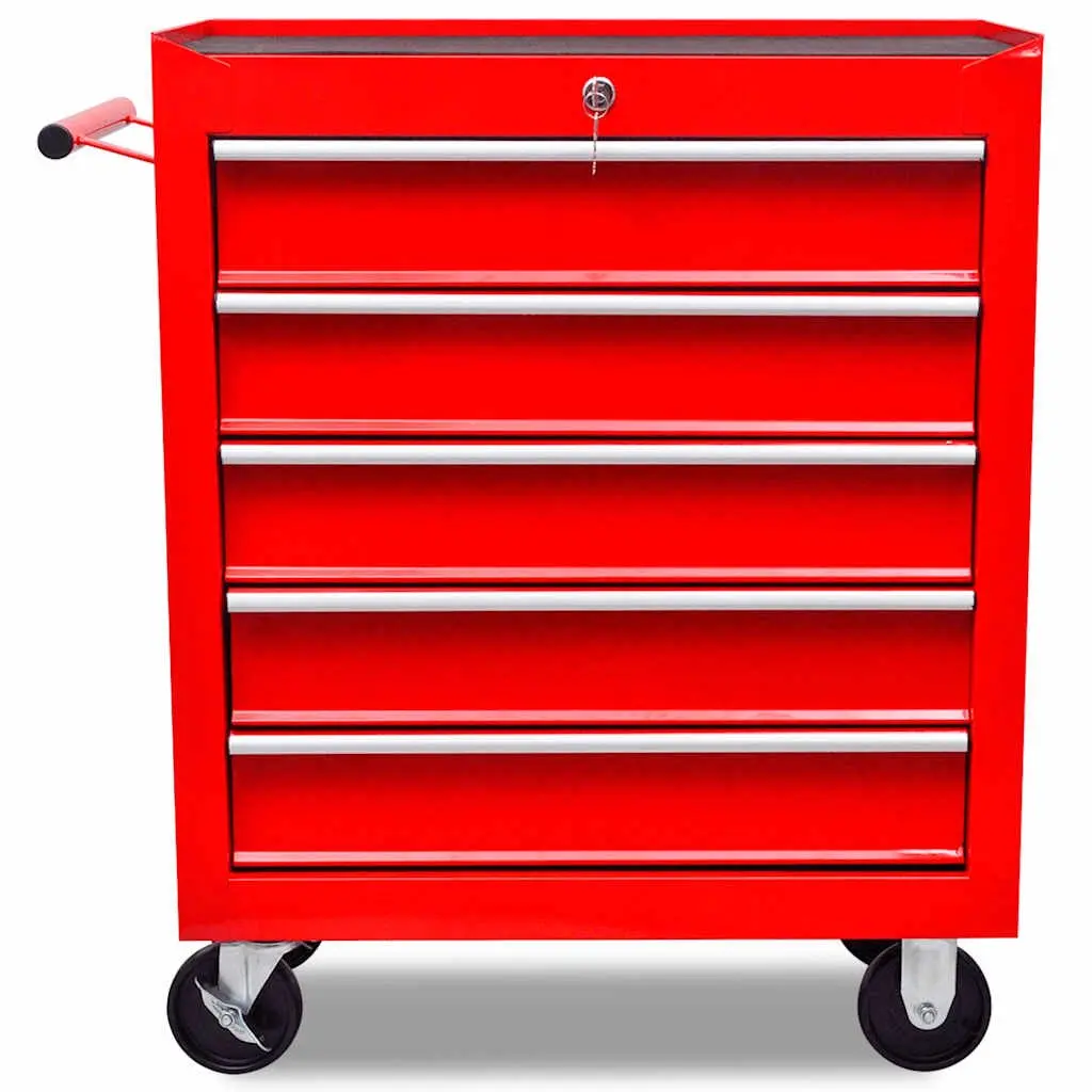 Tool Trolley Workshop Storage Cabinet 5 Drawers Organiser Workbench Lockable