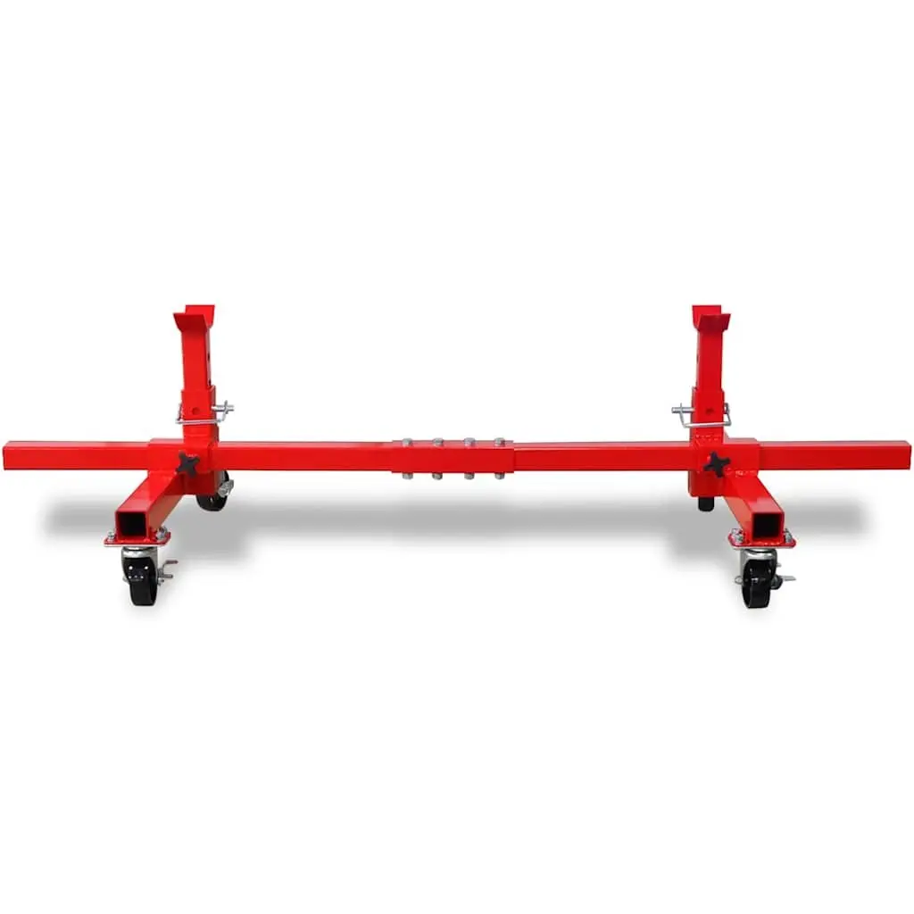 Mobile Axle Stand Red Heavy Duty Vehicle Support Adjustable Height Swivel