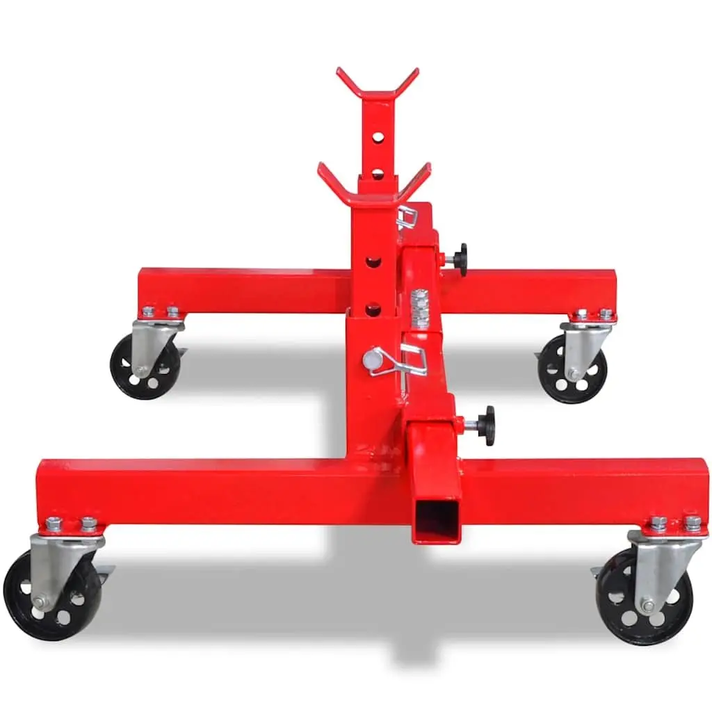 Mobile Axle Stand Red Heavy Duty Vehicle Support Adjustable Height Swivel