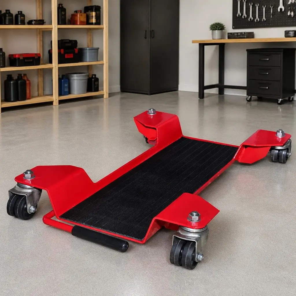 Motorcycle Dolly Centre Stand Red 360° Castors Heavy Duty Garage Equipment Tool