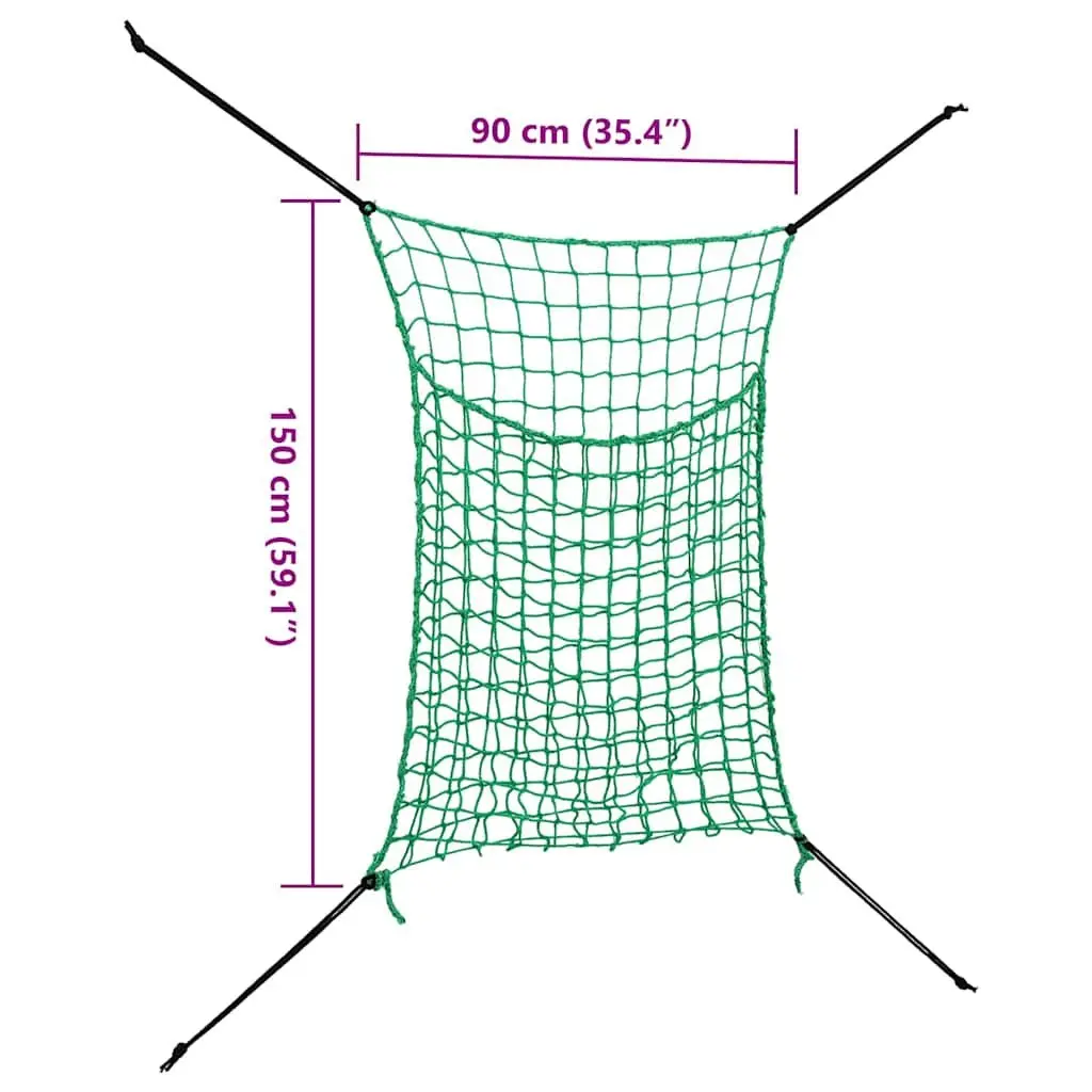 Hay Nets 2 Pieces Rectangular 0.9x1.5m Green PP Mesh Horse Pony Feeding Slow