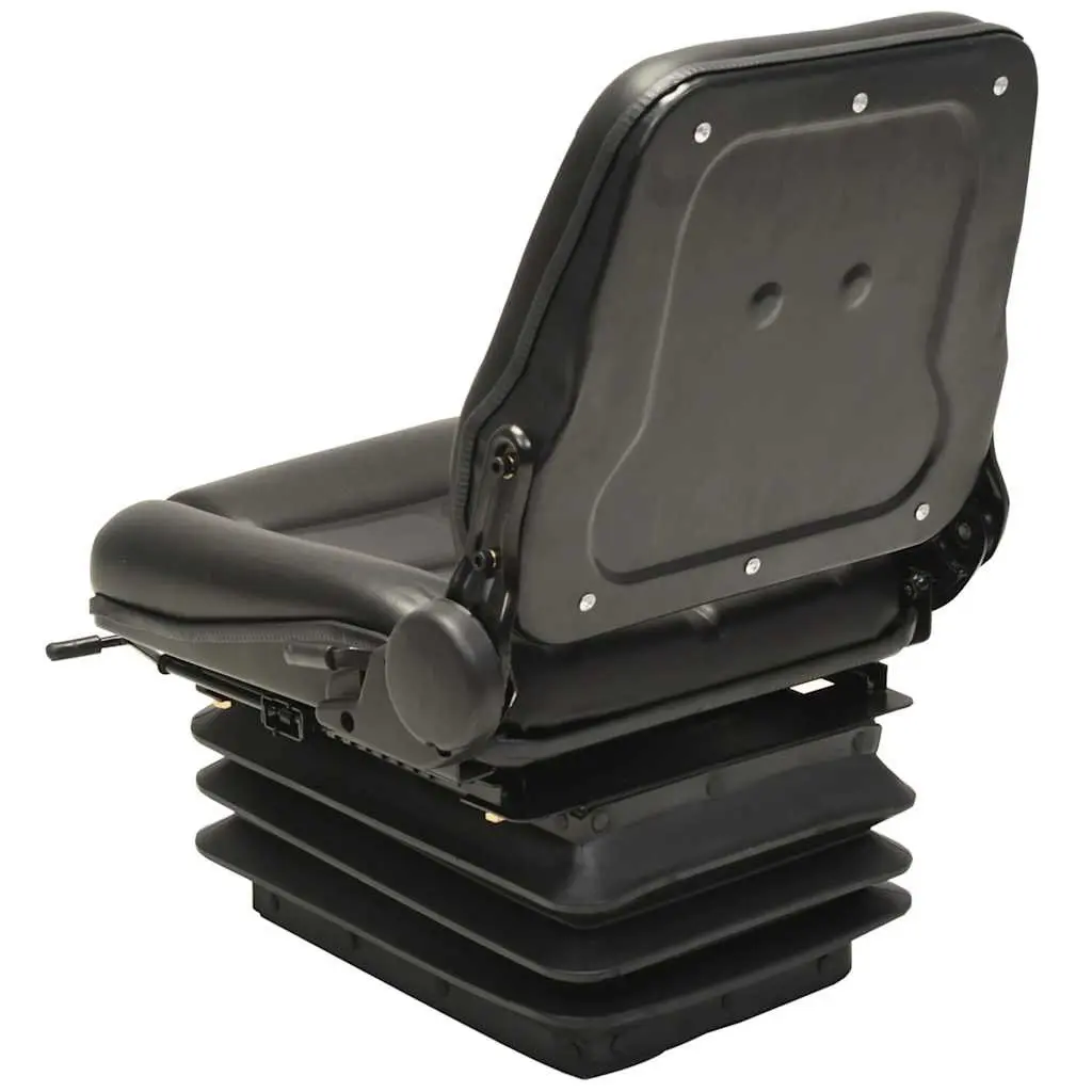Tractor Seat Forklift Heavy Duty Suspension Adjustable Backrest Black