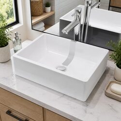 41x30x12 cm White Ceramic Bathroom Sink with Glazed Finish