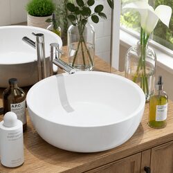 Round White Ceramic Wash Basin 42cm Dimensions & Specs