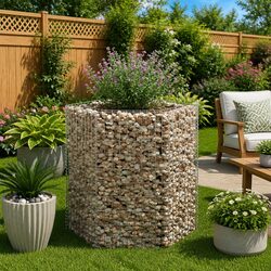 Hexagonal Gabion Raised Bed Garden Planter Border 100x90x100 cm Silver