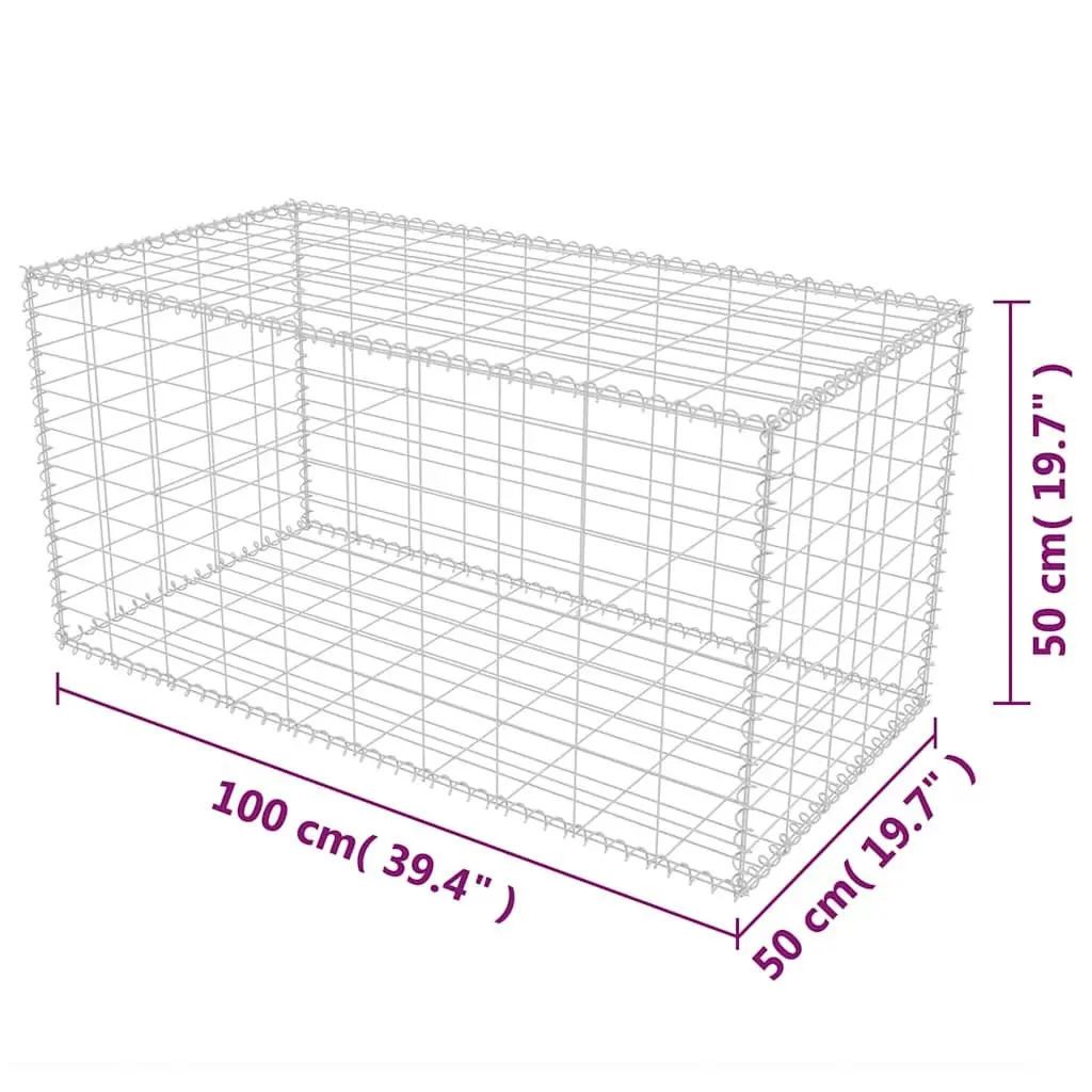 Gabion Basket Galvanised Steel Garden Retaining Wall Barrier 100 x 50 x 50 cm