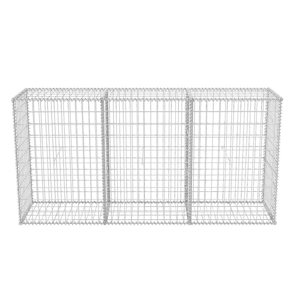 Gabion Basket for Garden 200x50x100 cm Galvanised Steel Retaining Wall Fence Panel Silver