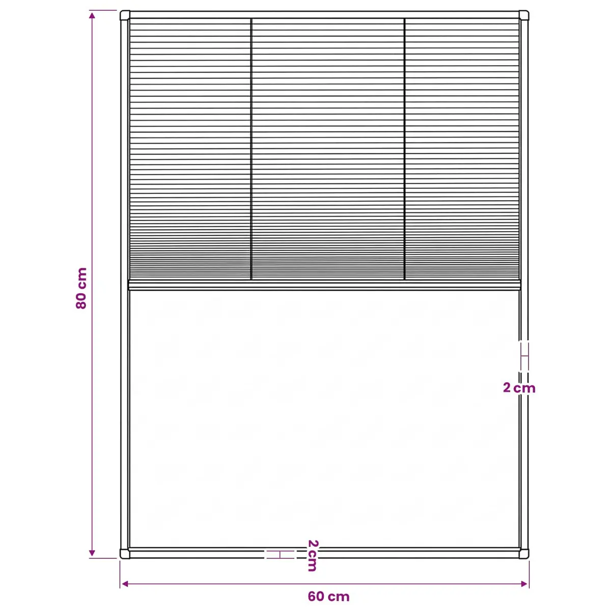 60x80 cm Plisse Insect Screen Black Frame