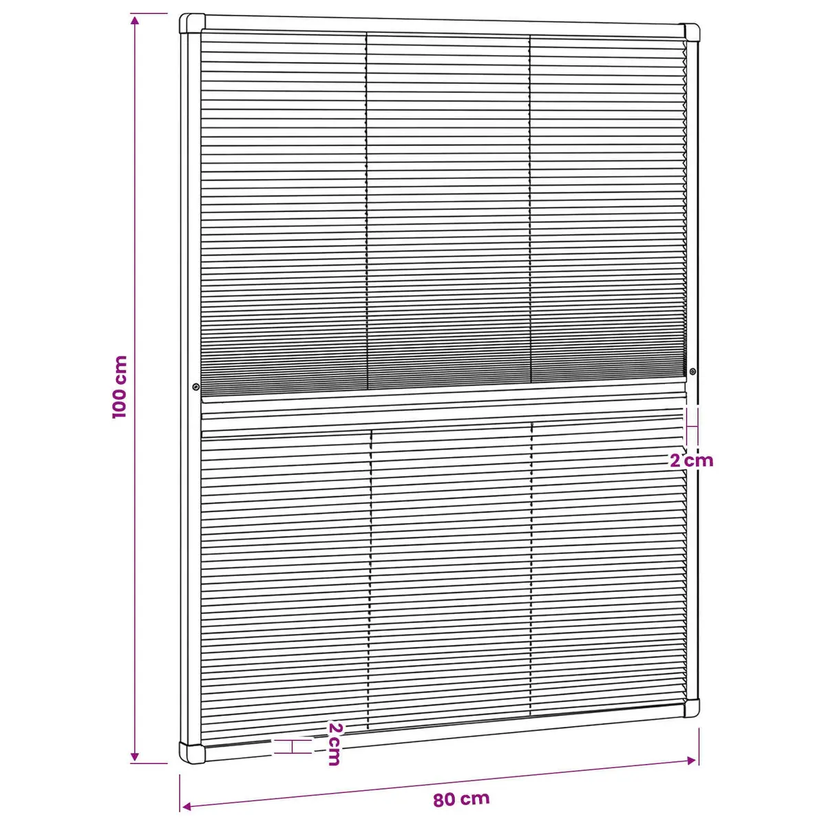 Plisse Insect Screen Window 80x100cm Mesh Shade Aluminium Frame Black