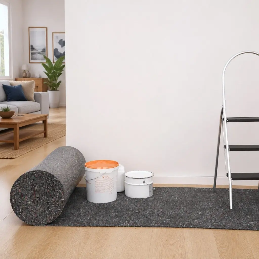 Painter Fleece 50m Roll Non-slip Floor Protection Dust Sheet Grey
