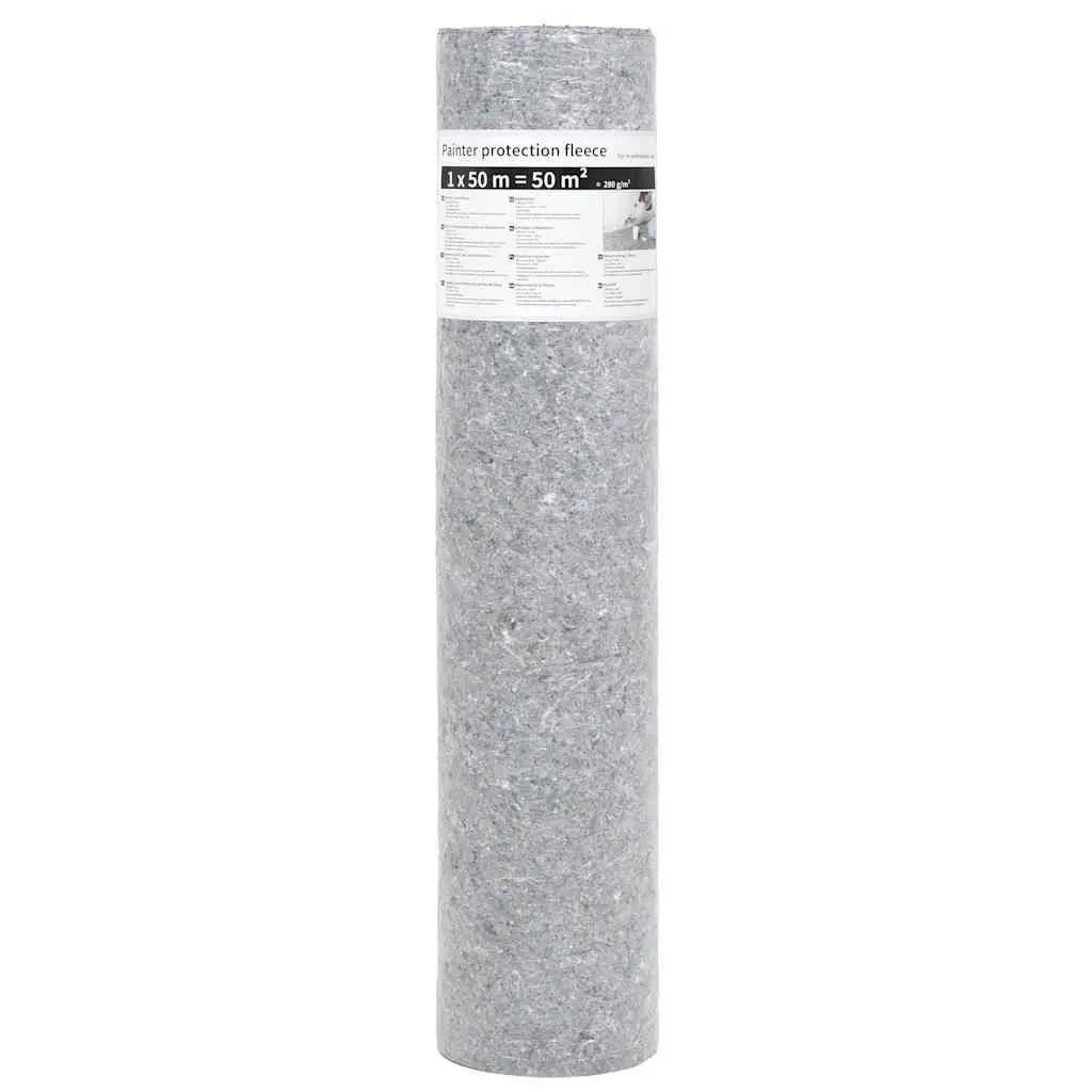 Painter Fleece Floor Protection Dust Sheet for Home Use 50m x 1m Grey Absorbent Non-slip