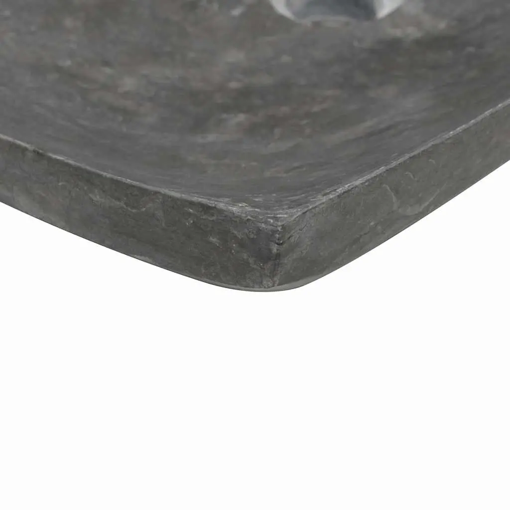 Bathroom Basin Sink 50x35x12 cm Rectangular Natural Stone Black Marble Washroom