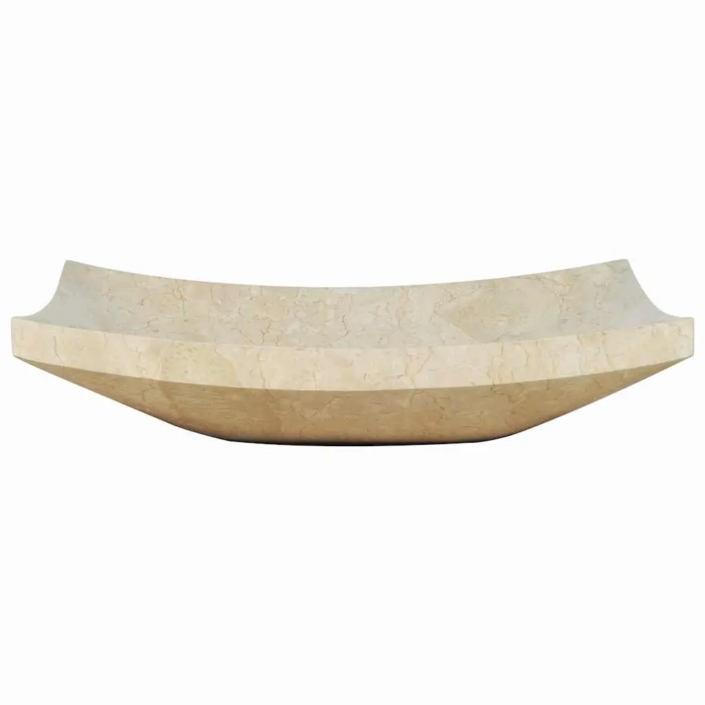 Cream Rectangular Handmade Marble Bathroom Sink