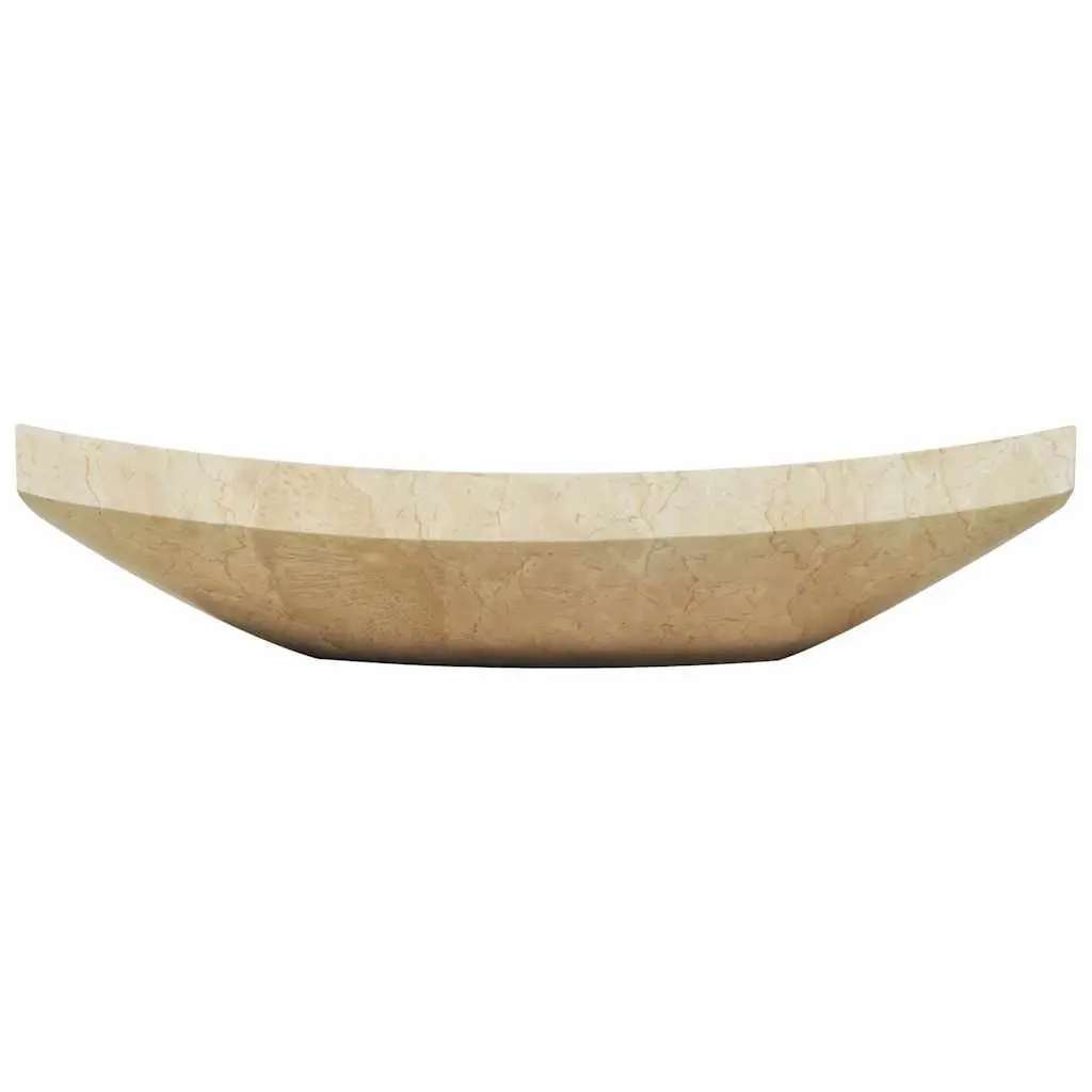 Cream Rectangular Handmade Marble Bathroom Sink