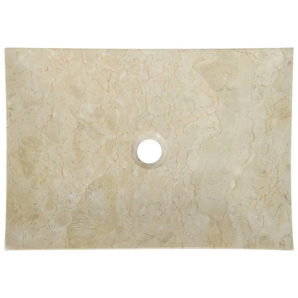 Cream Rectangular Handmade Marble Bathroom Sink