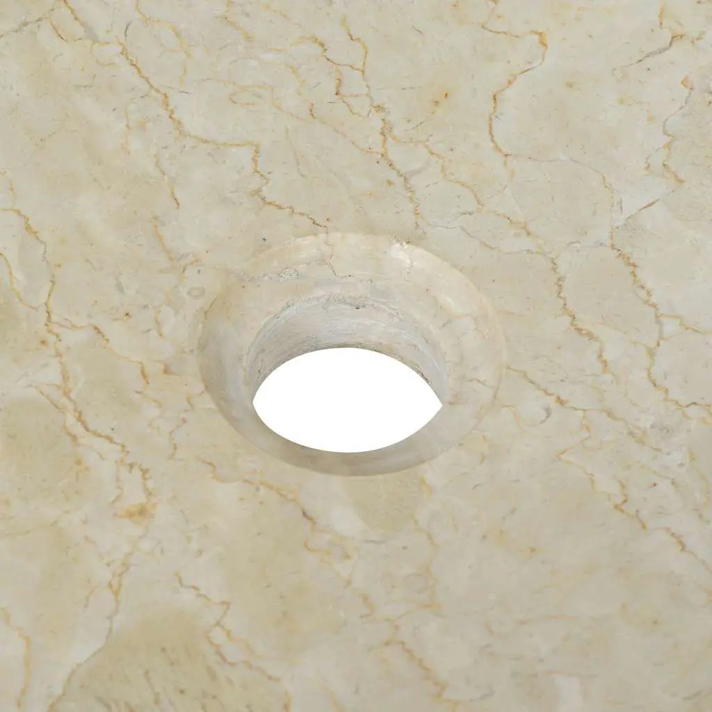 Cream Rectangular Handmade Marble Bathroom Sink