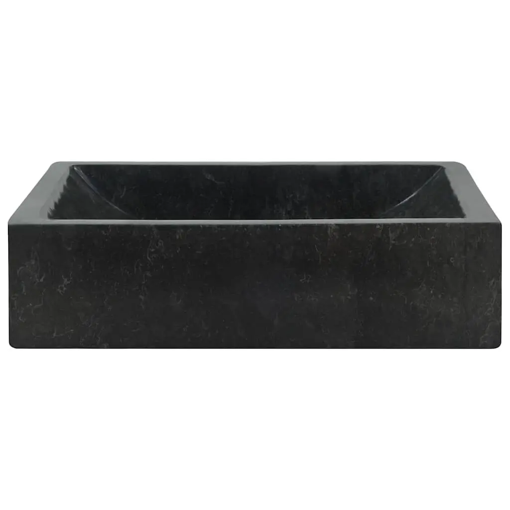Bathroom Basin Sink 45x30x12 cm Marble River Stone Handmade Black High Gloss