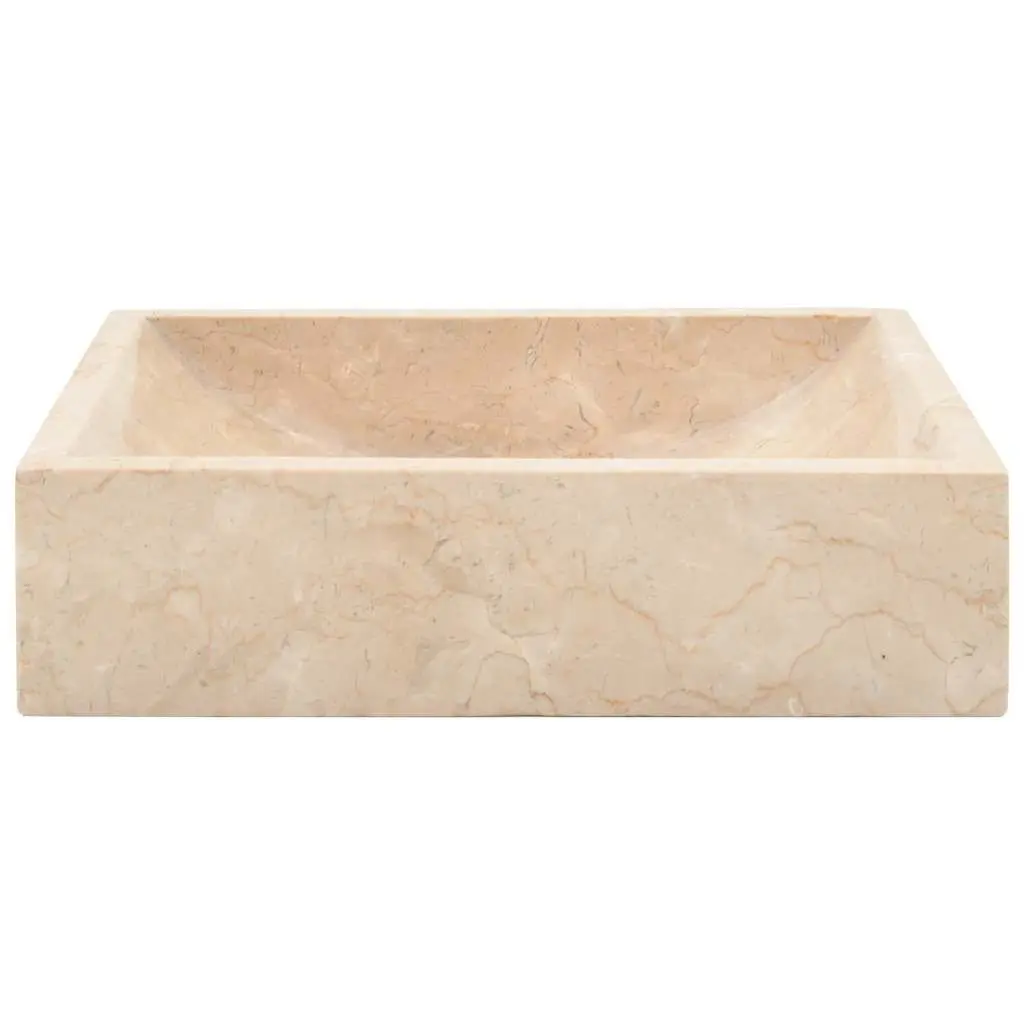Bathroom Basin Sink Rectangular 45x30x12cm Natural River Stone Cream Washroom