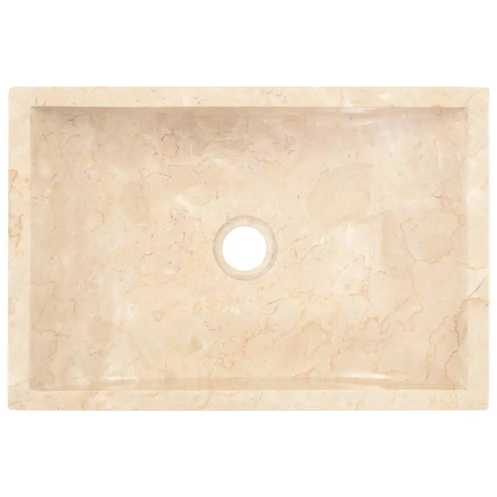 Bathroom Basin Sink Rectangular 45x30x12cm Natural River Stone Cream Washroom