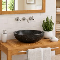 Bathroom Basin Sink Specifications: 40x12 cm Black Stone