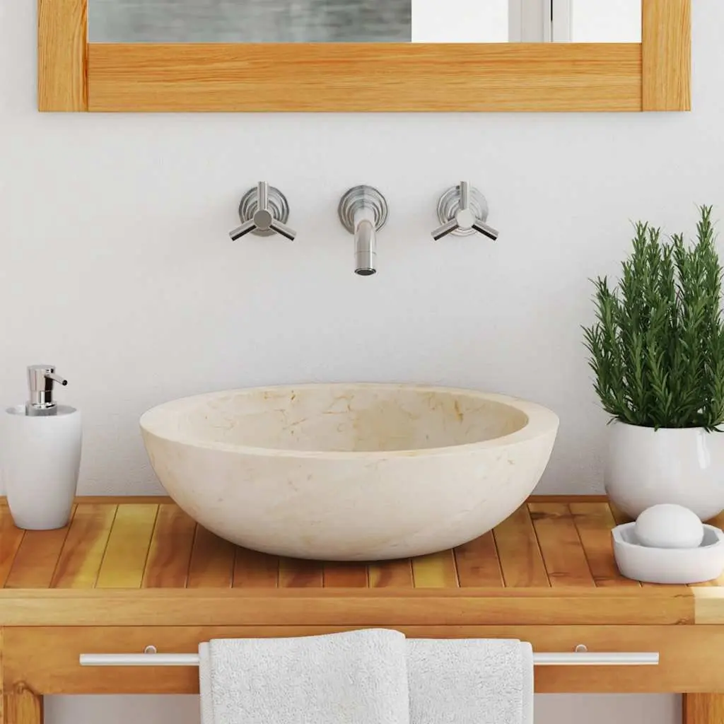 40x12 cm Cream Rectangular Bathroom Sink in Natural Stone