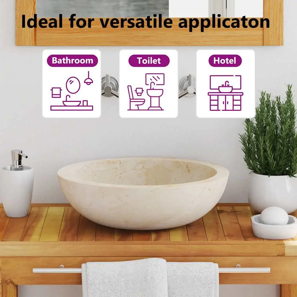 40x12 cm Cream Rectangular Bathroom Sink in Natural Stone