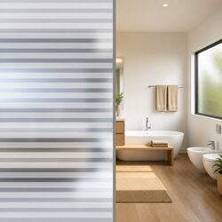 Window Film Frosted Stripes Privacy Bathroom Bedroom Office Decor 0.9x5m