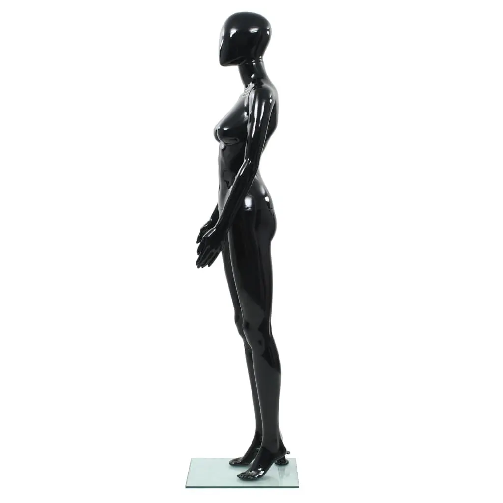 Full Body Female Mannequin Retail Display 175cm Glossy Black with Glass Base