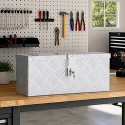 Aluminium Tool Box 48.5x14x20 cm Silver Storage Organiser Locking System