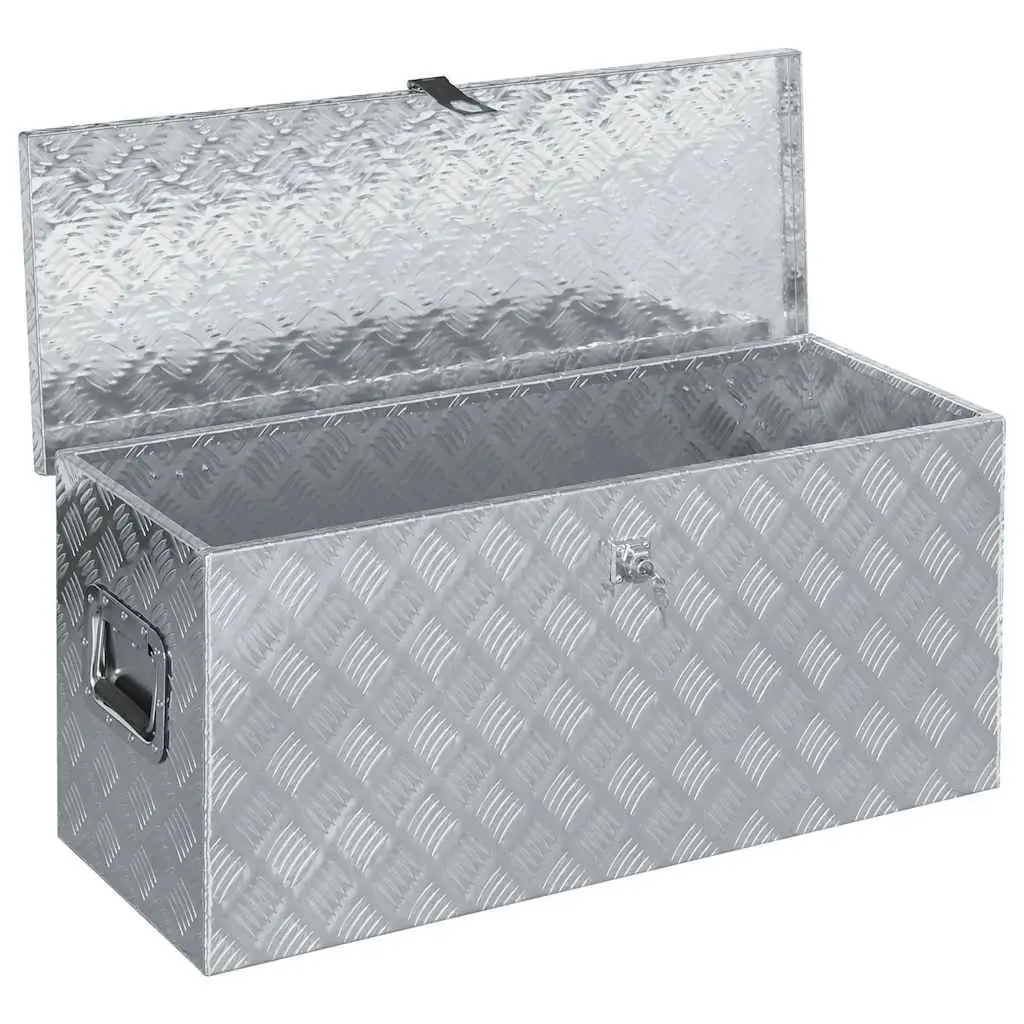 Aluminium Tool Storage Box for Vehicle Garage Camping 90.5x35x40 cm Silver