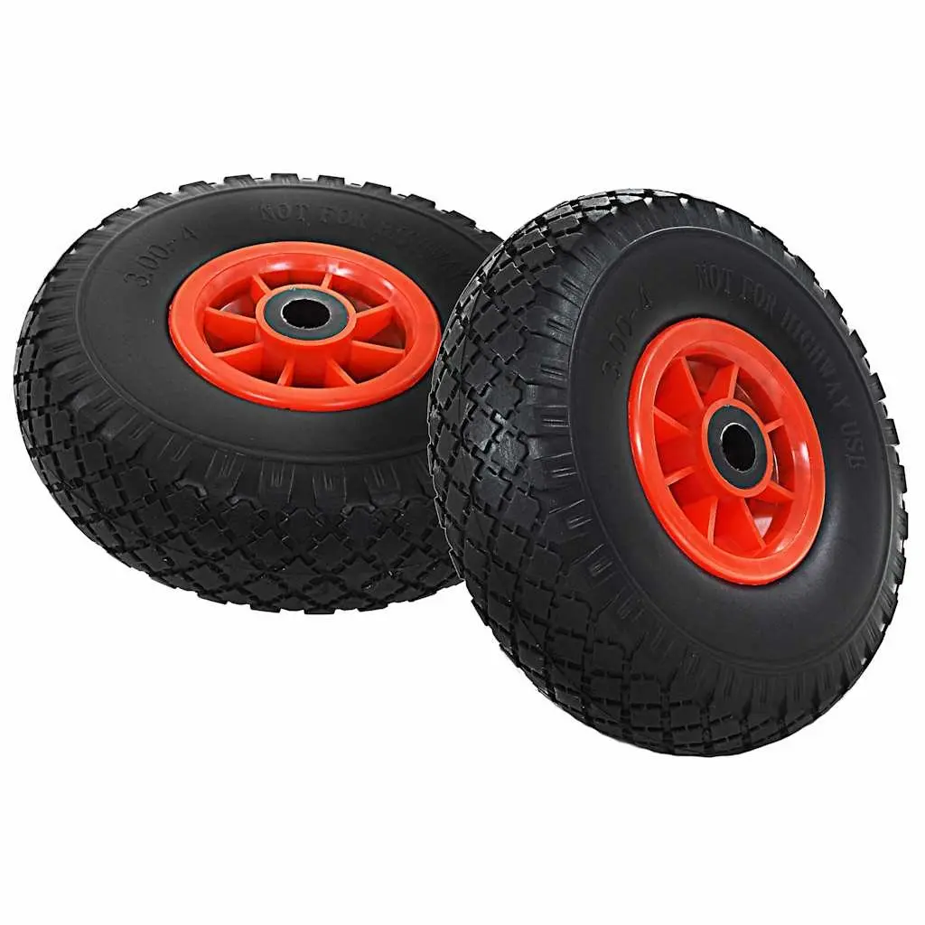 Sack Truck Spare Wheels 2pc Solid PU Puncture-Proof Heavy-Duty Trolley Cart