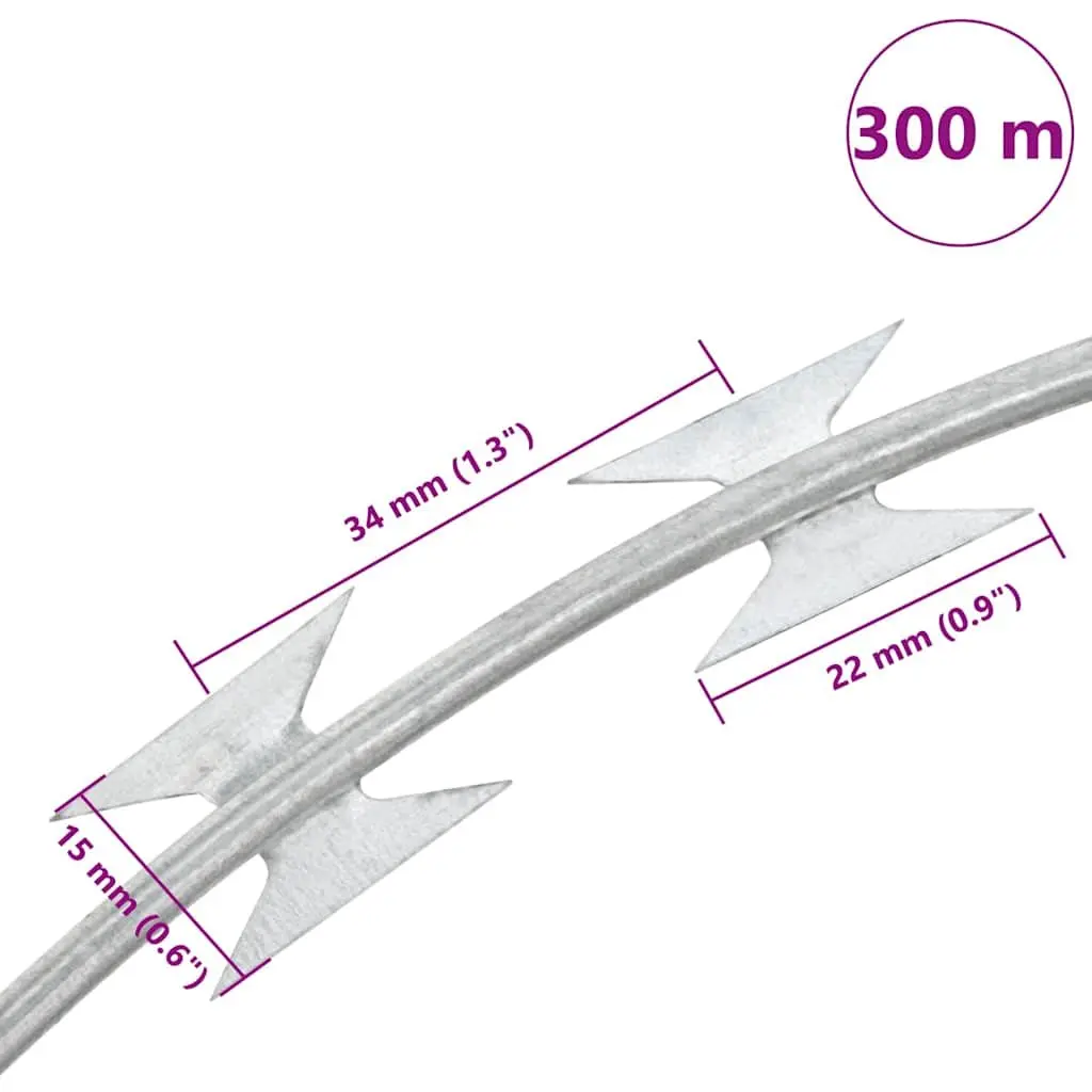 Concertina Razor Wire Galvanised Steel 300m