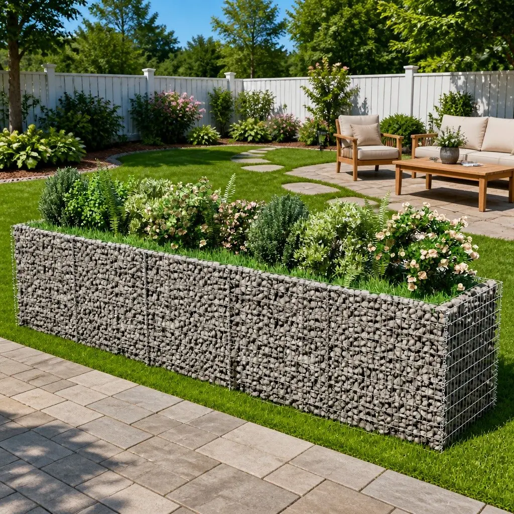 Gabion Raised Garden Bed Galvanised Steel 450x90x100cm Silver Planter Border