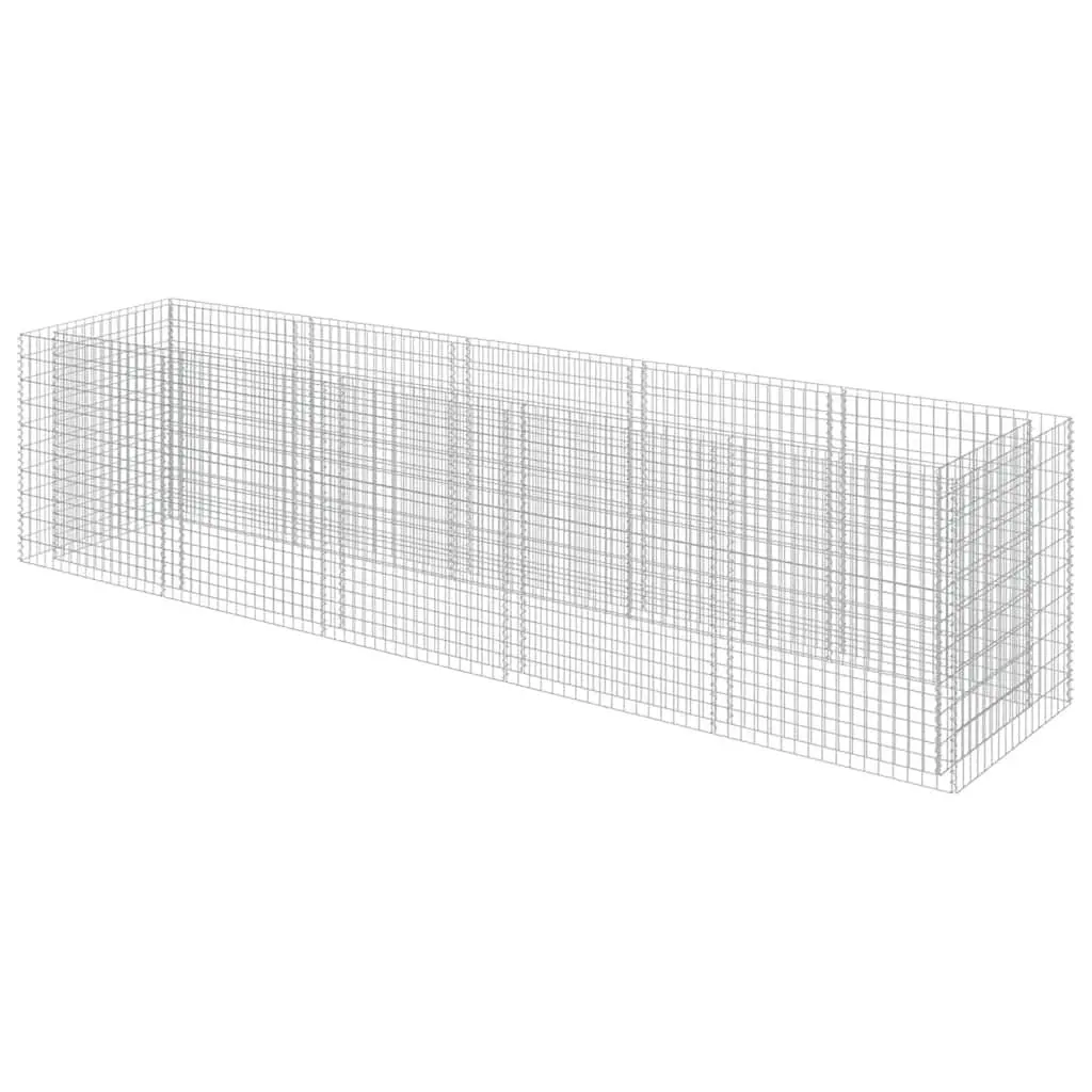 Gabion Raised Garden Bed Galvanised Steel 450x90x100cm Silver Planter Border