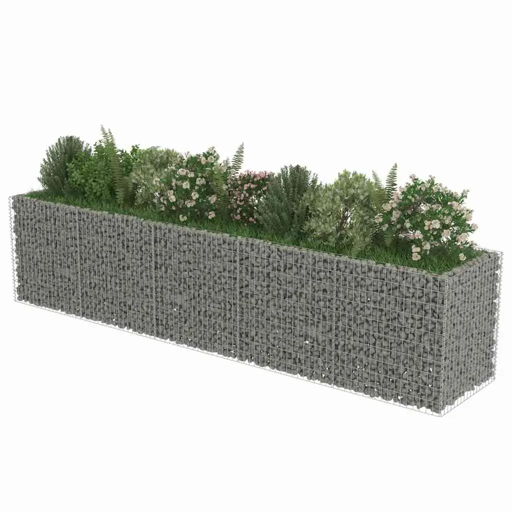 Gabion Raised Garden Bed Galvanised Steel 450x90x100cm Silver Planter Border