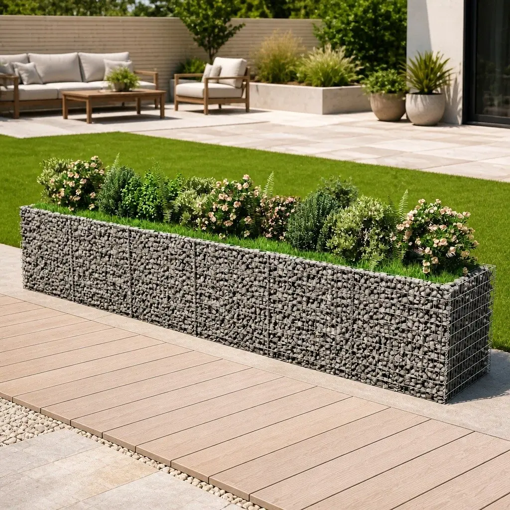 Gabion Raised Bed Garden Planter 540x90x100 cm Silver