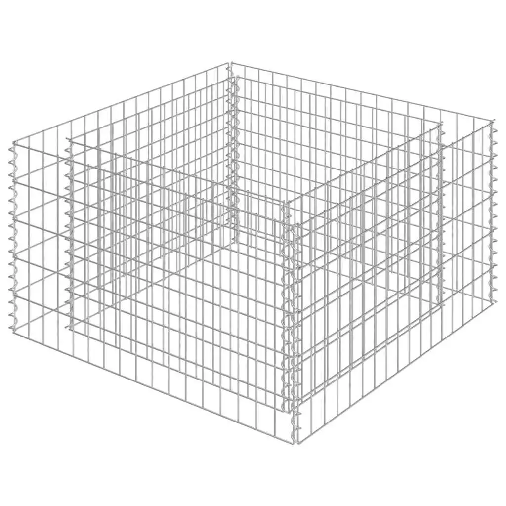 Gabion Raised Bed Garden Planter Silver Galvanised Steel 90x90x50cm Patio Border