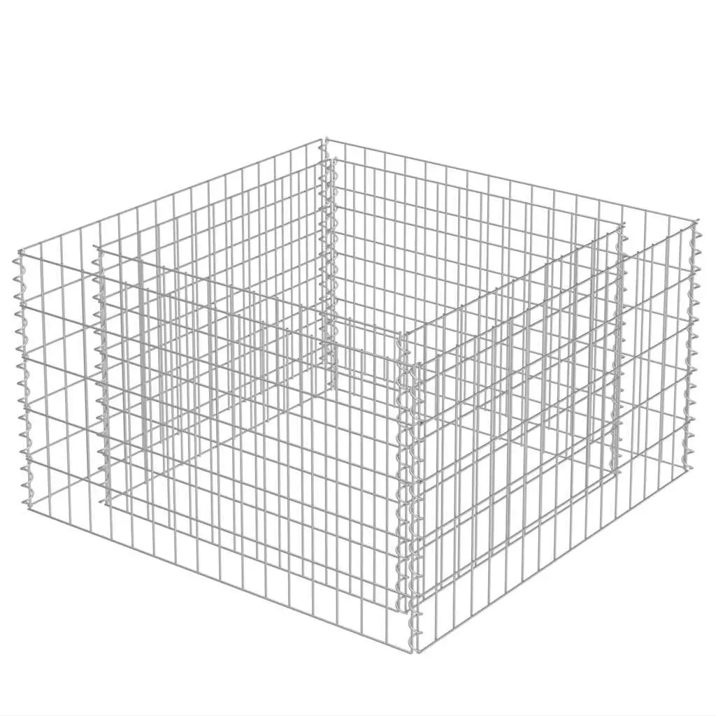 Gabion Raised Bed Garden Planter Silver Galvanised Steel 90x90x50cm Patio Border