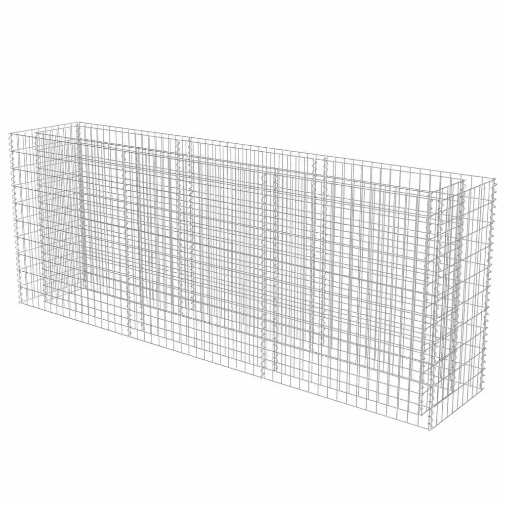Gabion Raised Garden Bed Silver Galvanised Steel 270x50x100cm Planter Border