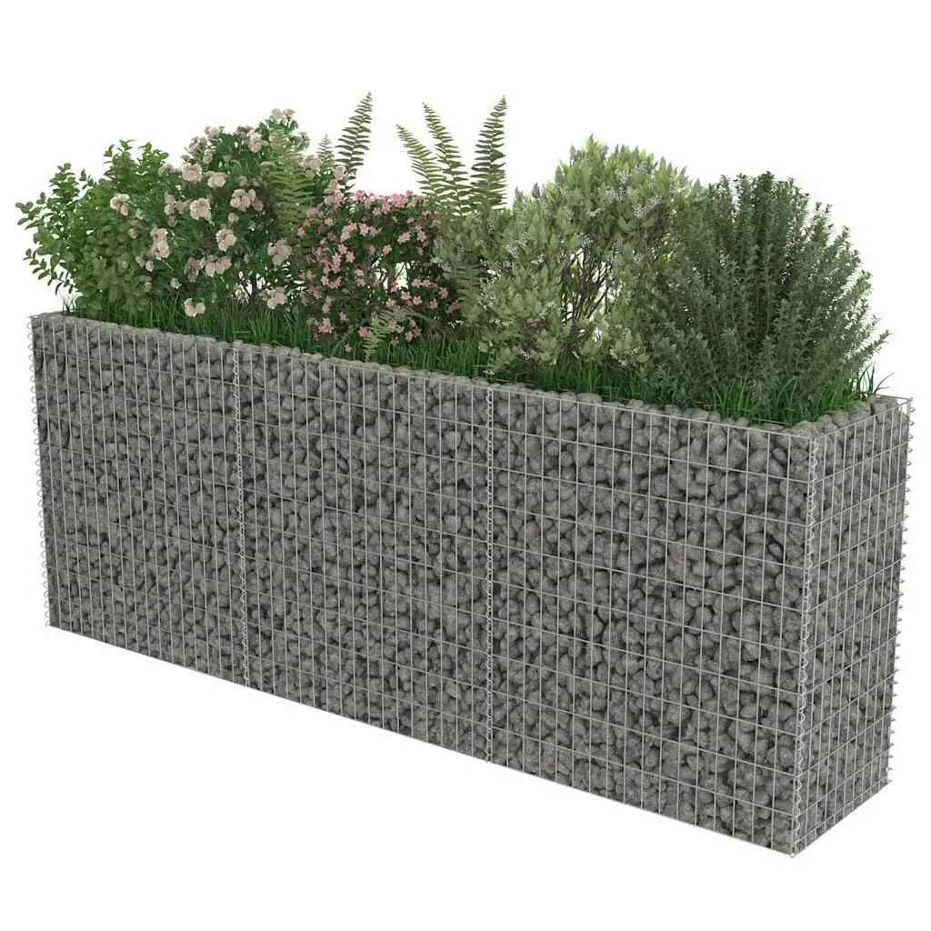 Gabion Raised Garden Bed Silver Galvanised Steel 270x50x100cm Planter Border