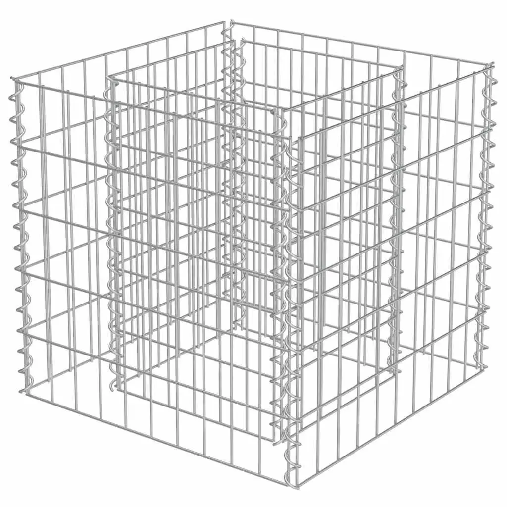 Galvanised Steel Gabion Raised Bed Garden Planter 50x50x50 cm Silver