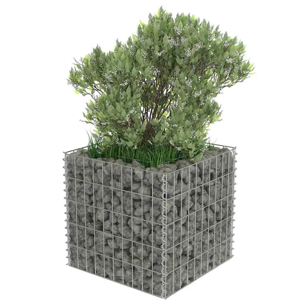 Galvanised Steel Gabion Raised Bed Garden Planter 50x50x50 cm Silver