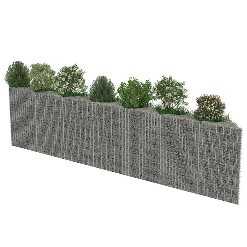 Gabion Wall Fence Panel Galvanised Steel Retaining Barrier Garden 450x30x100cm