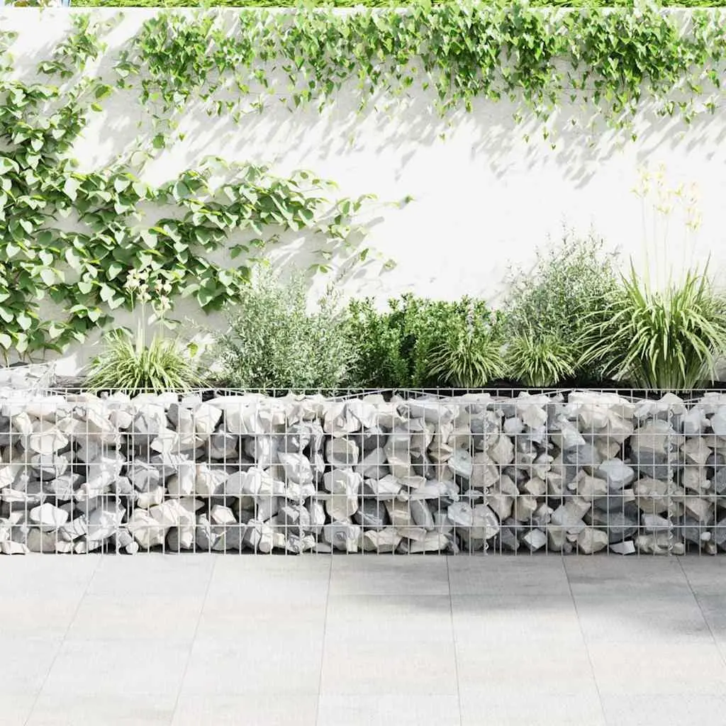 Gabion Wall Fence Panel Retaining Raised Garden Bed Planter Silver 450x30x50cm