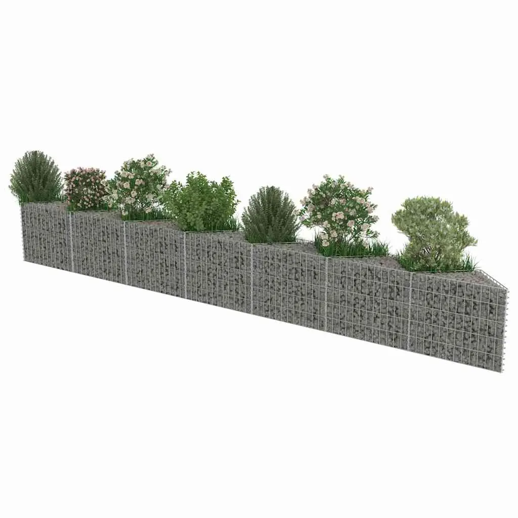 Gabion Wall Fence Panel Retaining Raised Garden Bed Planter Silver 450x30x50cm