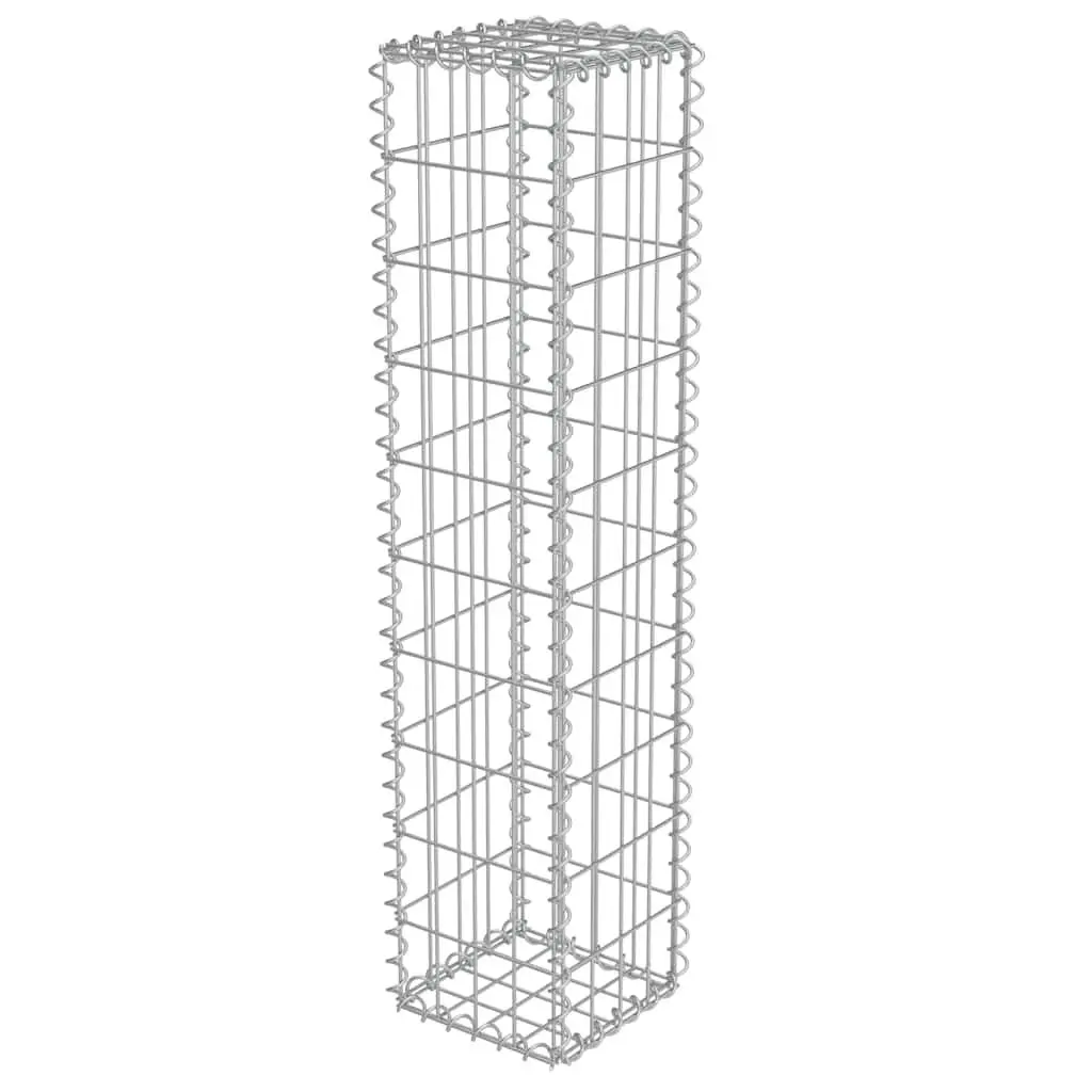 Gabion Wall Basket for Garden 20x20x100 cm Galvanised Steel Retaining Barrier