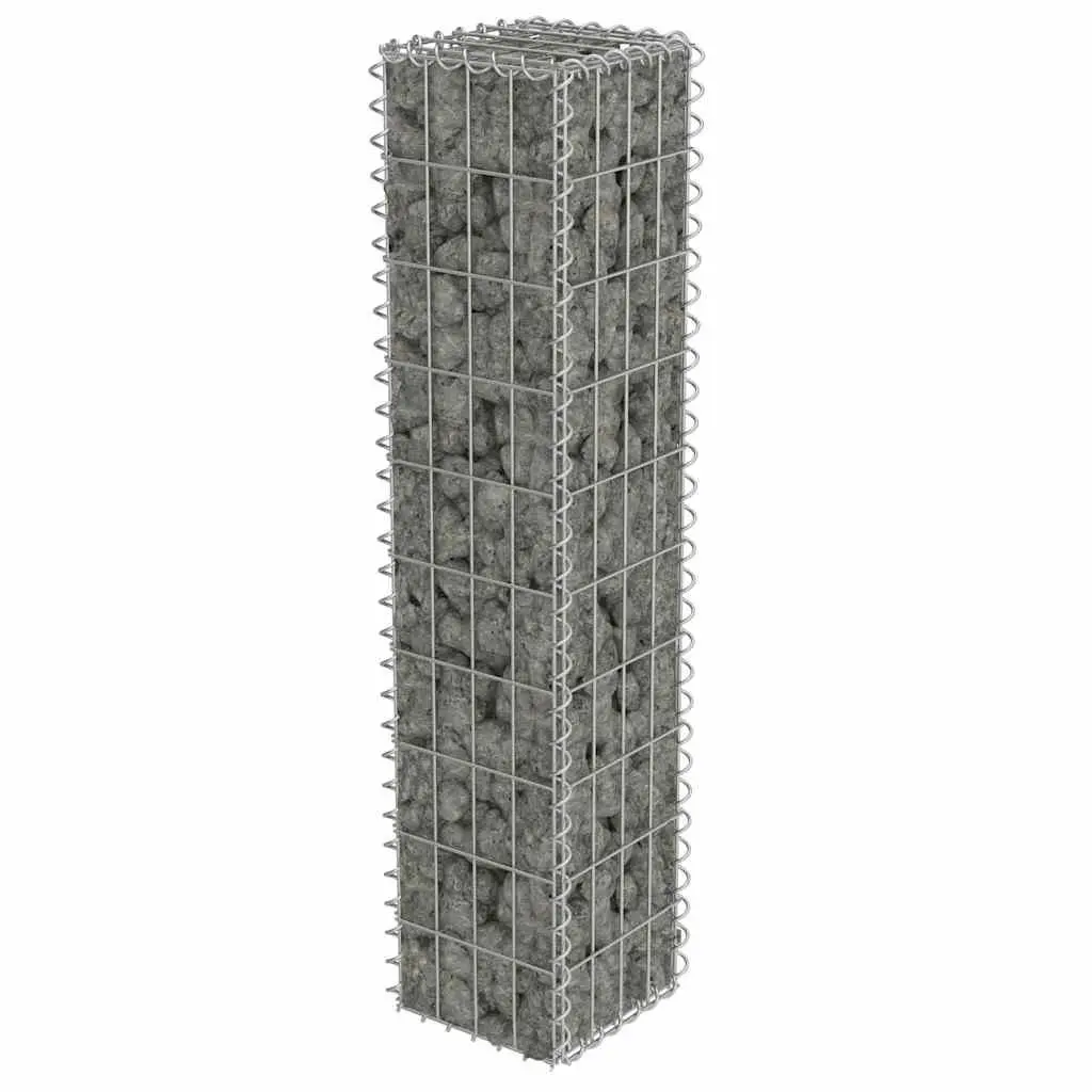 Gabion Wall Basket for Garden 20x20x100 cm Galvanised Steel Retaining Barrier