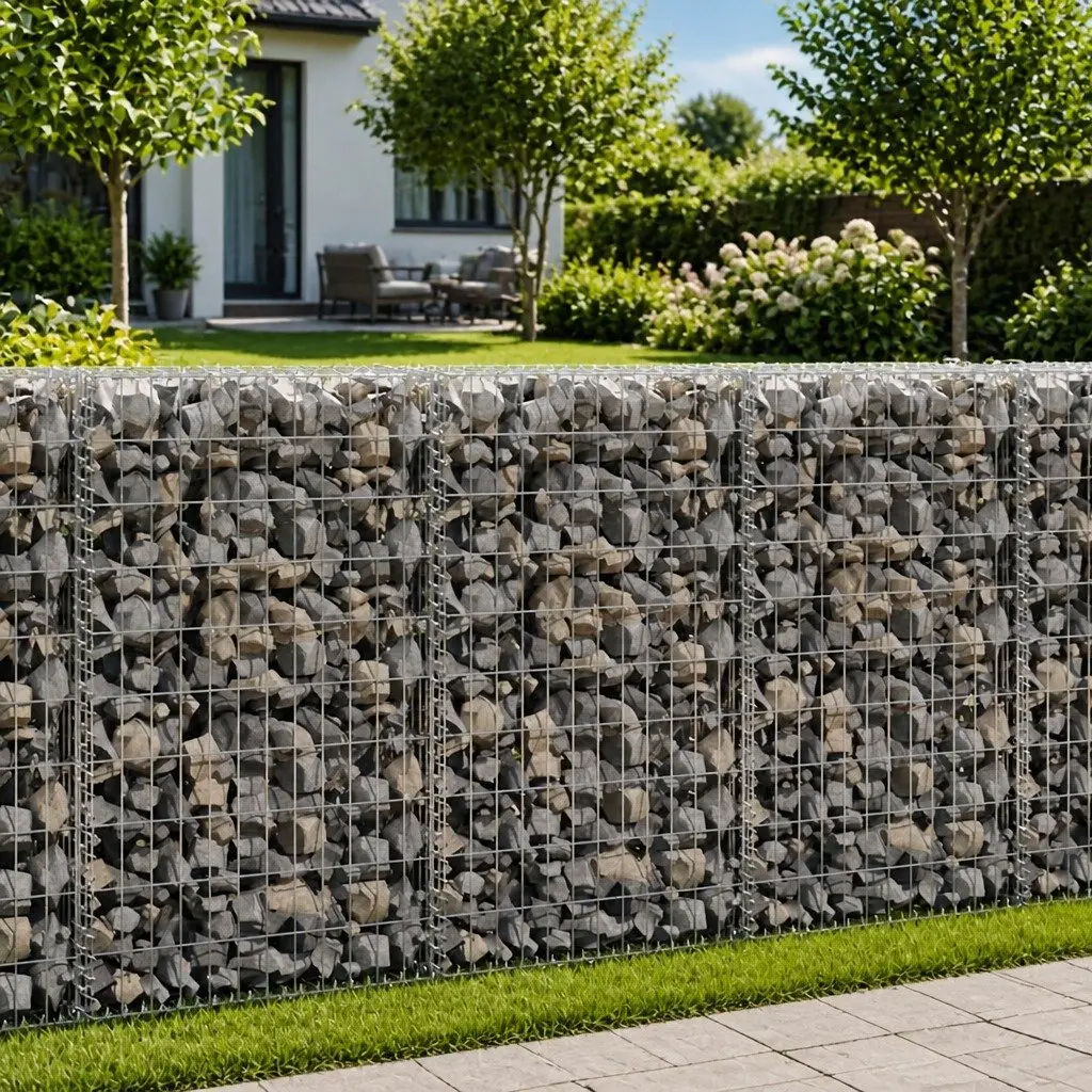 Gabion Wall Retaining Barrier Fence Panel for Garden 50x20x100cm Silver